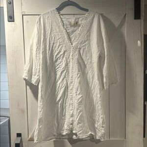 100% Peruvian Cotton Seaspice Resort Wear Beach Cover Up White Large